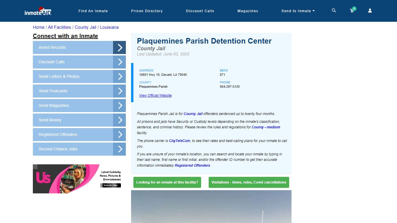 Plaquemines Parish Detention Center - Inmate Locator - Davant, LA