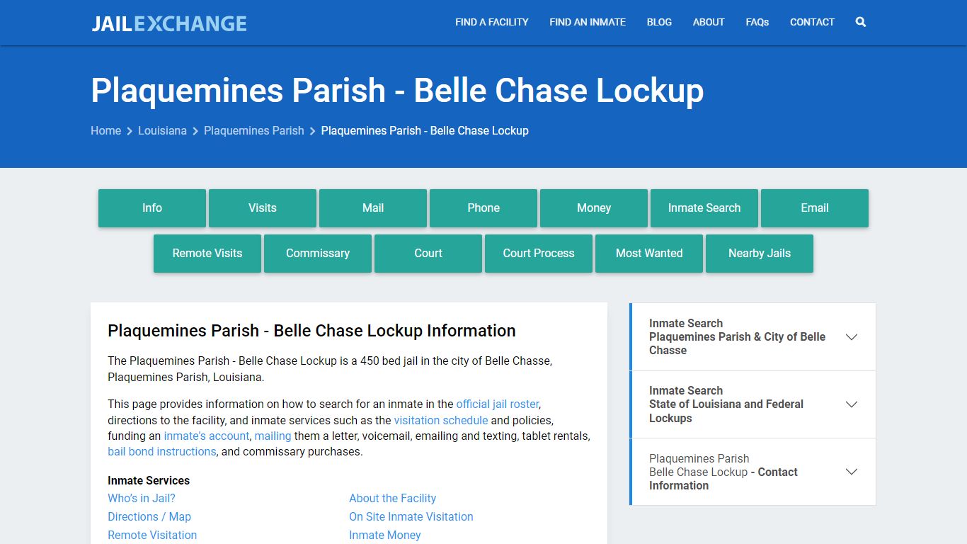 Plaquemines Parish - Belle Chase Lockup - Jail Exchange